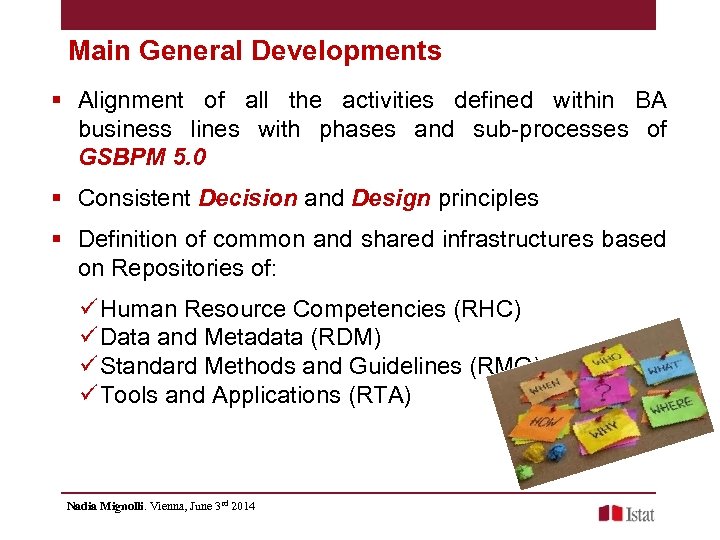 Main General Developments § Alignment of all the activities defined within BA business lines