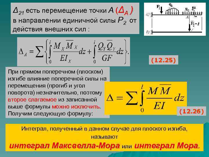 Δ 21 есть перемещение точки А (ΔА ) в направлении единичной силы Р 2