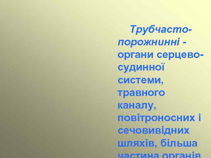 Трубчастопорожнинні органи серцевосудинної системи, травного каналу, повітроносних і сечовивідних шляхів, більша 