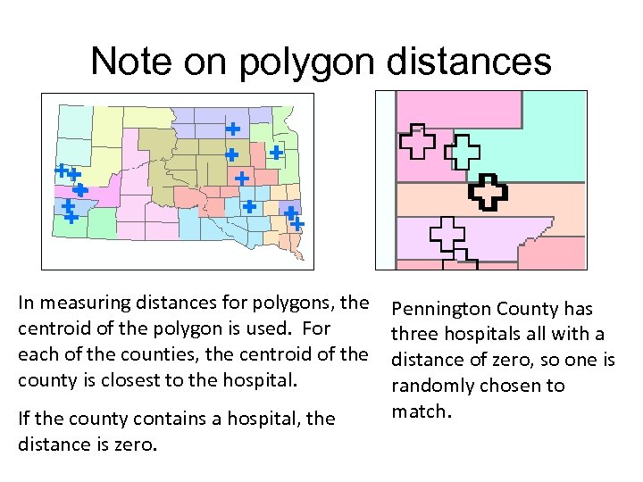 Note on polygon distances In measuring distances for polygons, the centroid of the polygon