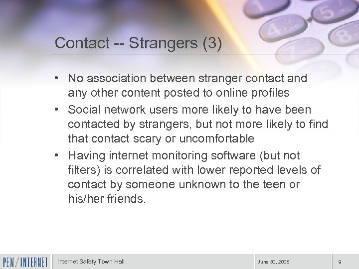 Contact -- Strangers (3) • No association between stranger contact and any other content