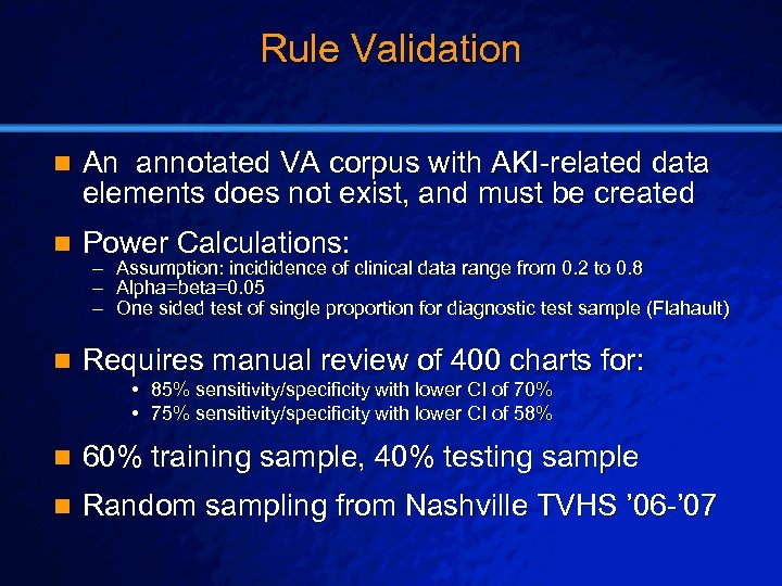 Slide 27 © 2003 By Default! Rule Validation n An annotated VA corpus with