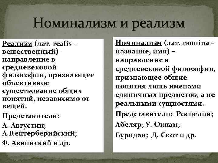 Какие черты присущи номиналистической картине мира философия