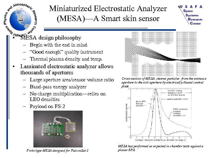Miniaturized Electrostatic Analyzer (MESA)—A Smart skin sensor U S A F A Space Systems