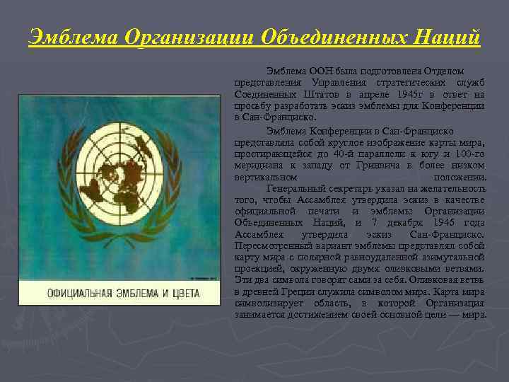 Доклад: Организация объединенных наций (ООН)
