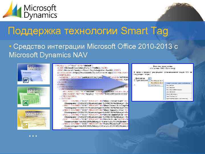 Поддержка технологии Smart Tag • Средство интеграции Microsoft Office 2010 -2013 с Microsoft Dynamics