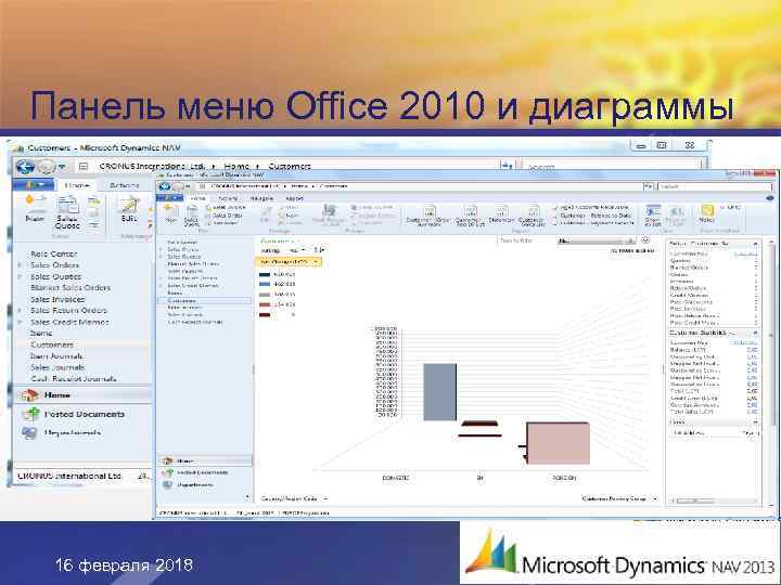 Панель меню Office 2010 и диаграммы 16 февраля 2018 