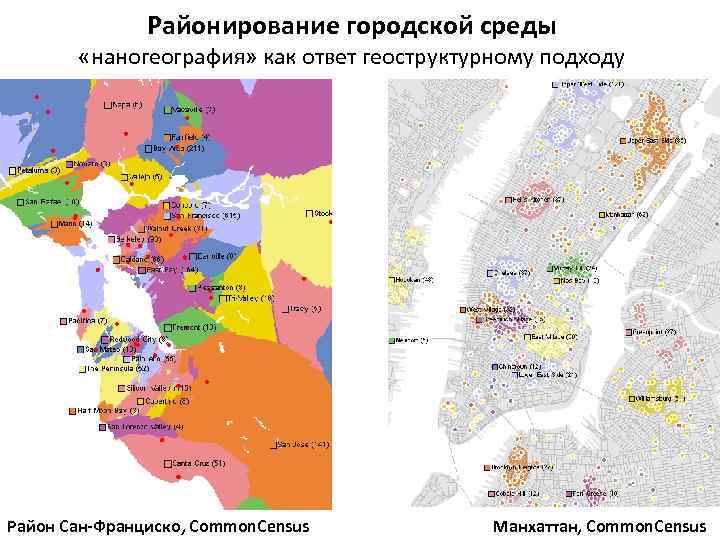 Районирование городской среды «наногеография» как ответ геоструктурному подходу Район Сан-Франциско, Common. Census Манхаттан, Common.