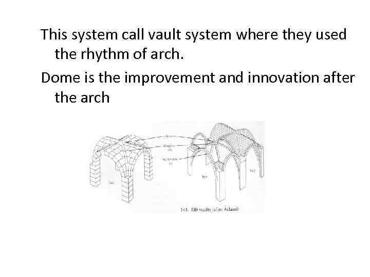 This system call vault system where they used the rhythm of arch. Dome is