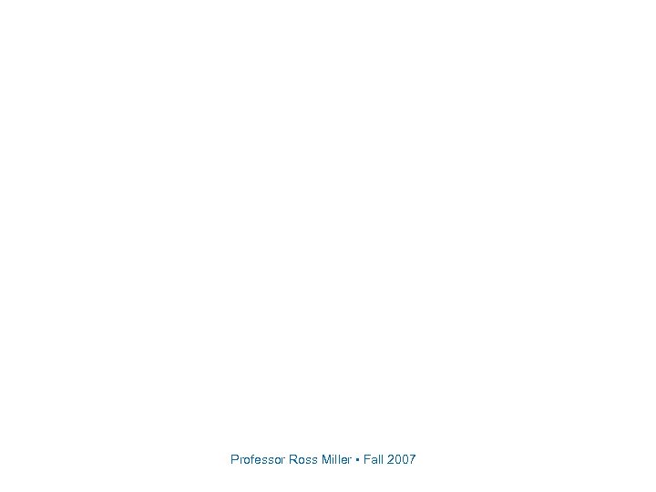 Professor Ross Miller • Fall 2007 