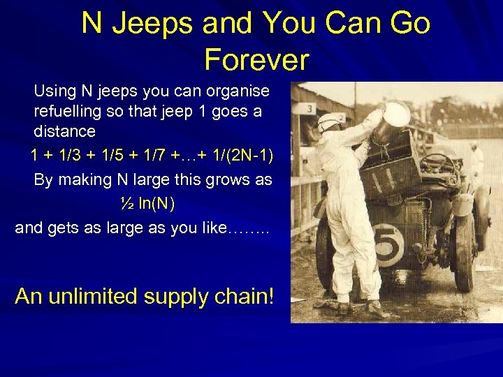 N Jeeps and You Can Go Forever Using N jeeps you can organise refuelling