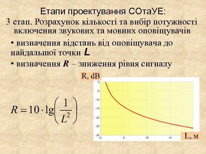Етапи проектування СОта. УЕ: 3 етап. Розрахунок кількості та вибір потужності включення звукових та