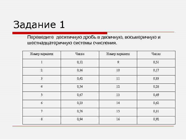 Переводить из двоичной в десятичную систему счисления