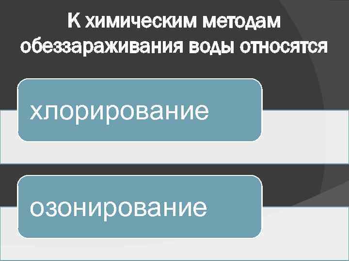 К химическим методам обеззараживания воды относятся хлорирование озонирование 