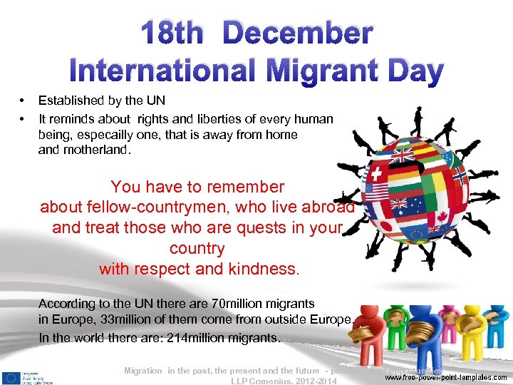 18 th December International Migrant Day • • Established by the UN It reminds