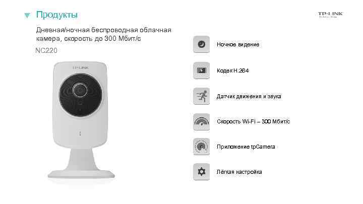 Продукты Дневная/ночная беспроводная облачная камера, скорость до 300 Мбит/с NC 220 Ночное видение Кодек