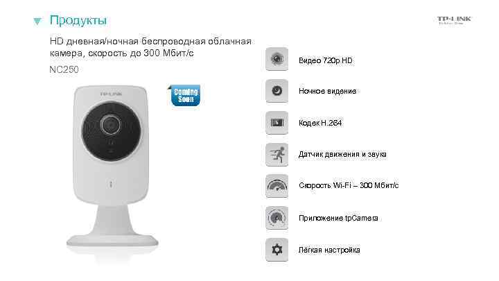 Продукты HD дневная/ночная беспроводная облачная камера, скорость до 300 Мбит/с NC 250 Видео 720