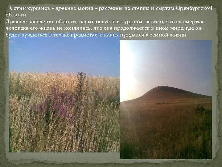  Сотни курганов – древних могил – рассеяны по степям и сыртам Оренбургской области.