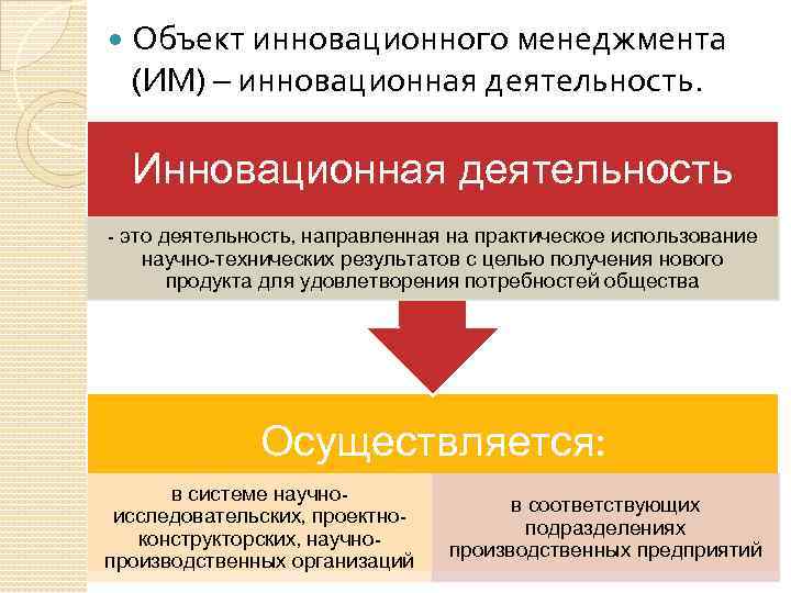 Управление изменениями и инновациями это. Объекты инновационного менеджмента. Инновационная деятельность.