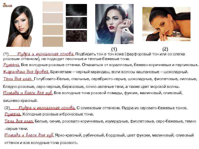 (1) (2) (1) Пудра и тональная основа. Подбирать тон в тон коже (фарфоровый тон