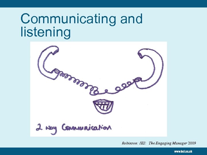 Communicating and listening Robinson: IES: The Engaging Manager 2009 