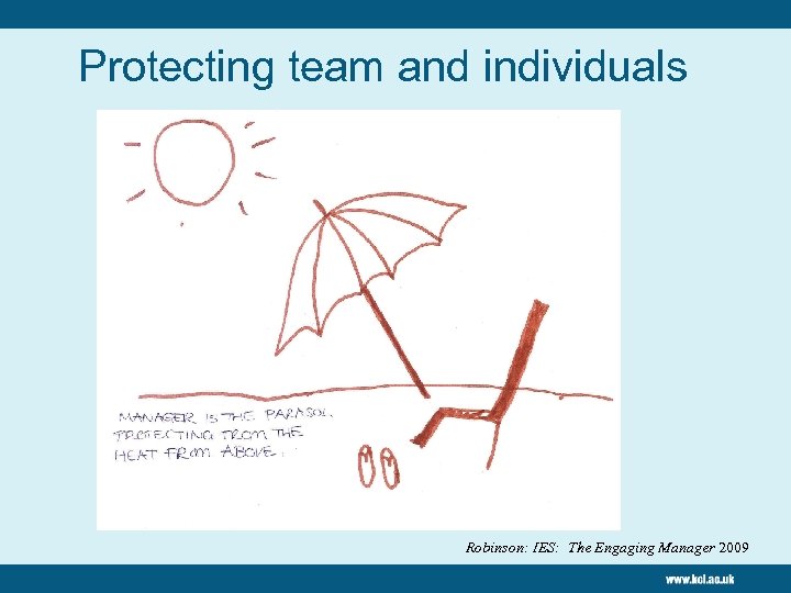 Protecting team and individuals Robinson: IES: The Engaging Manager 2009 