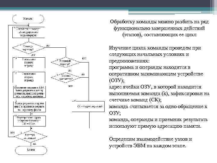 Обработку команды можно разбить на ряд функционально завершенных действий (этапов), составляющих ее цикл Изучение