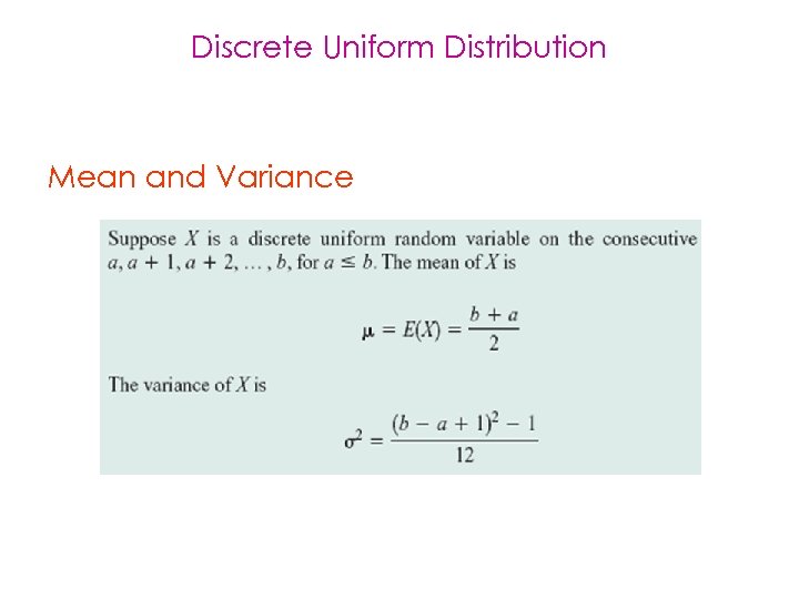 Discrete Uniform Distribution Mean and Variance 