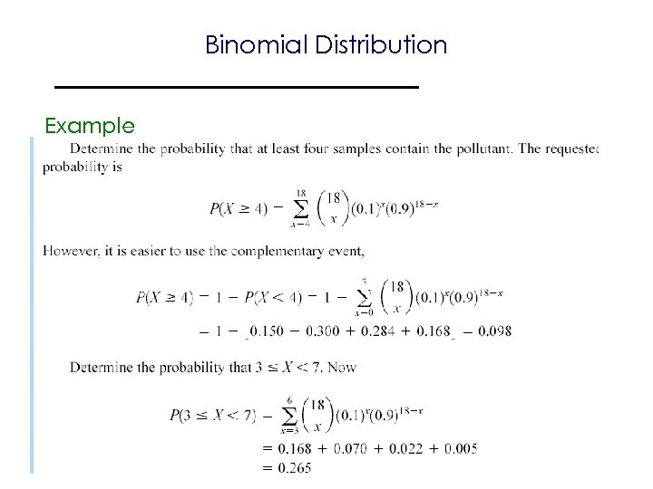Binomial Distribution Example 