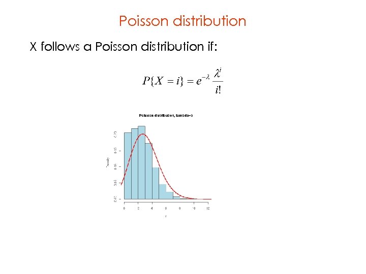 Poisson distribution X follows a Poisson distribution if: 