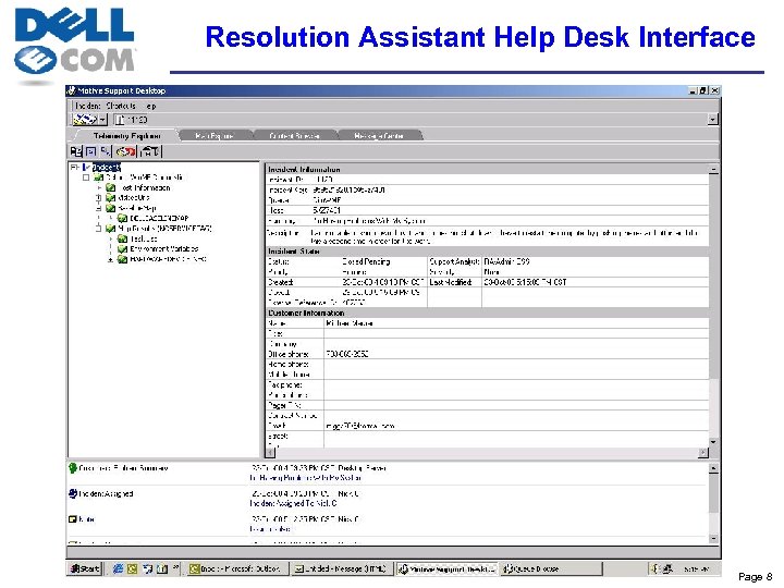 Resolution Assistant Help Desk Interface Page 8 