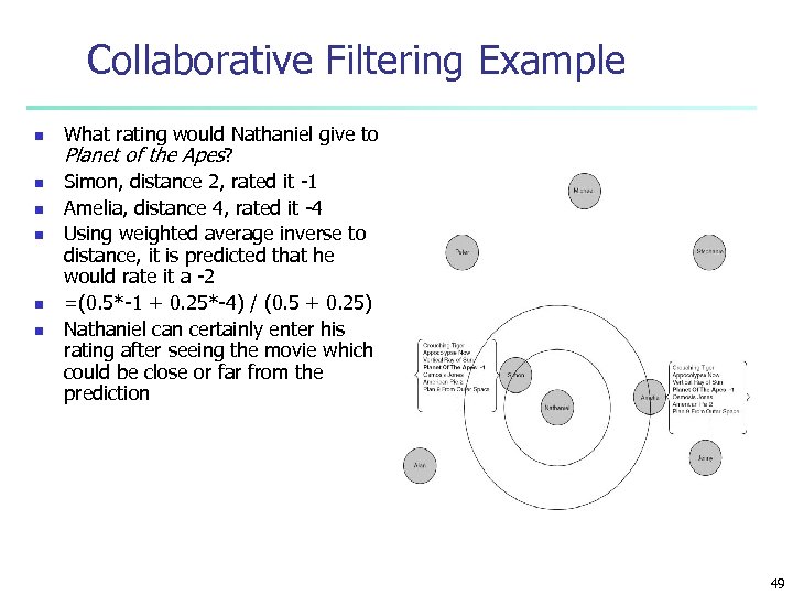 Collaborative Filtering Example n n n What rating would Nathaniel give to Planet of