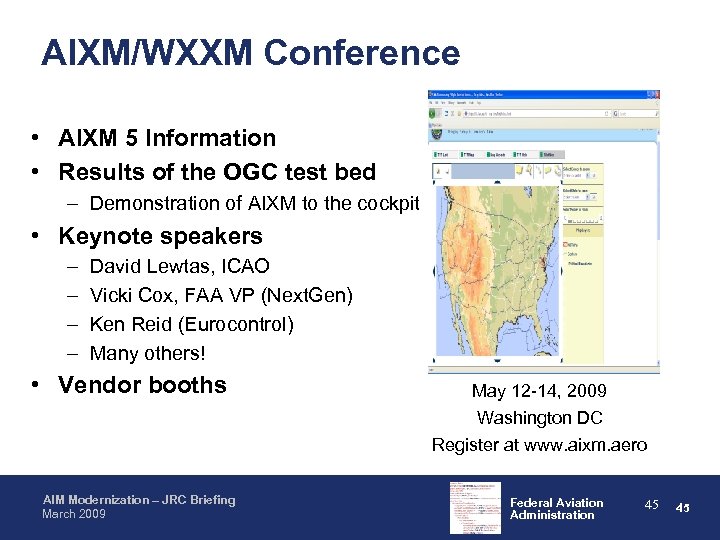 AIXM/WXXM Conference • AIXM 5 Information • Results of the OGC test bed –