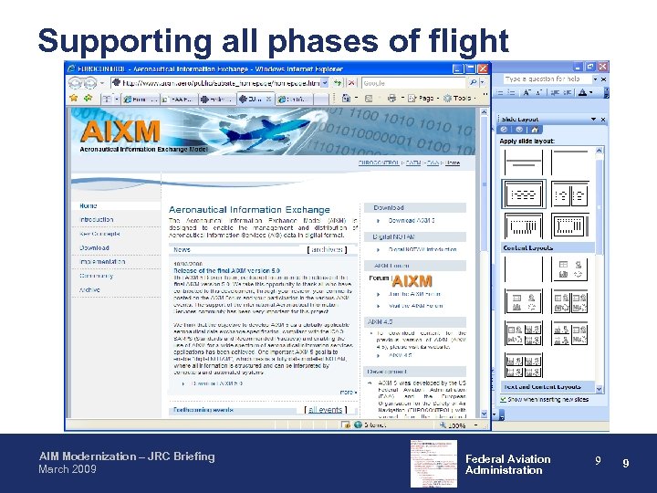 Supporting all phases of flight AIM Modernization – JRC Briefing March 2009 Federal Aviation