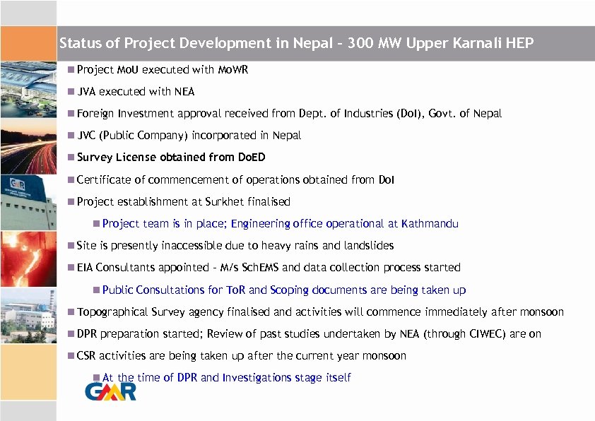 Status of Project Development in Nepal – 300 MW Upper Karnali HEP Project Mo.