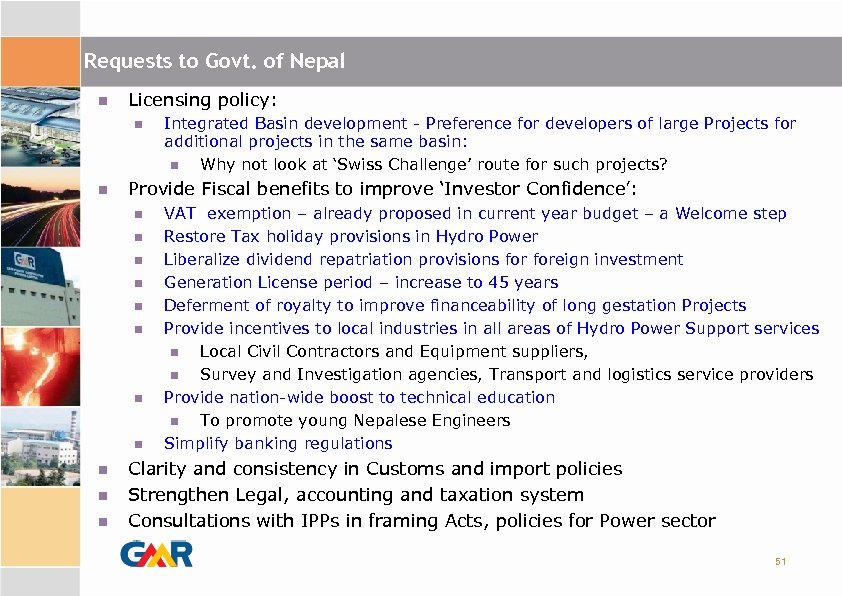 Requests to Govt. of Nepal Licensing policy: Provide Fiscal benefits to improve ‘Investor Confidence’: