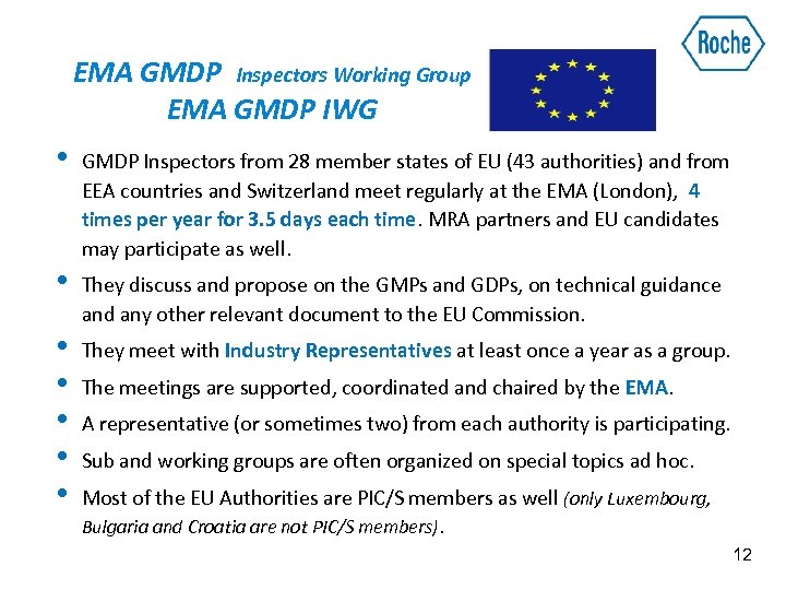 EMA GMDP Inspectors Working Group EMA GMDP IWG • GMDP Inspectors from 28 member