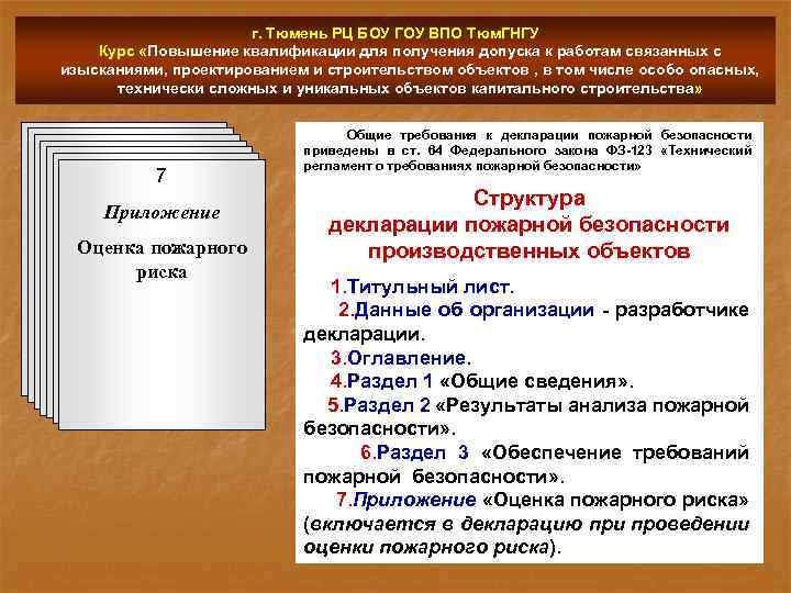 г. Тюмень РЦ БОУ ГОУ ВПО Тюм. ГНГУ Курс «Повышение квалификации для получения допуска