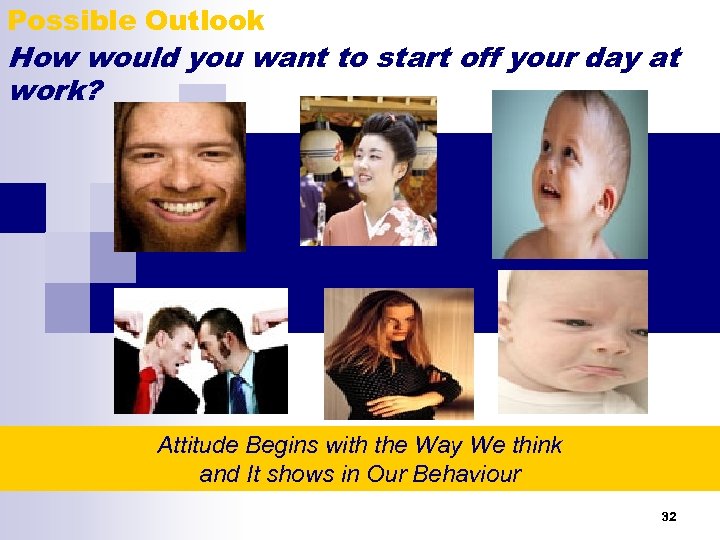 Possible Outlook How would you want to start off your day at work? Attitude