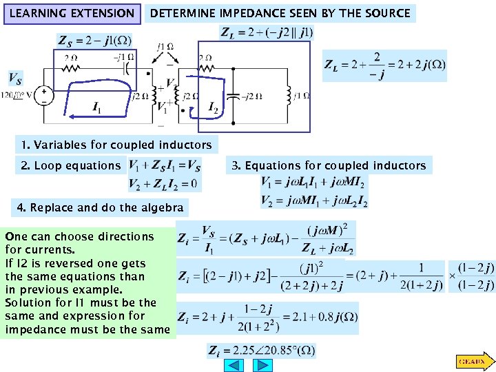 LEARNING EXTENSION DETERMINE IMPEDANCE SEEN BY THE SOURCE 1. Variables for coupled inductors 2.