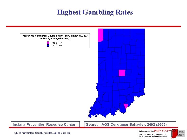 Highest Gambling Rates Indiana Prevention Resource Center GIS in Prevention, County Profiles, Series 2