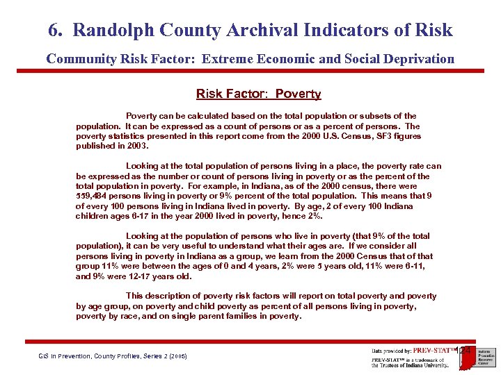 6. Randolph County Archival Indicators of Risk Community Risk Factor: Extreme Economic and Social