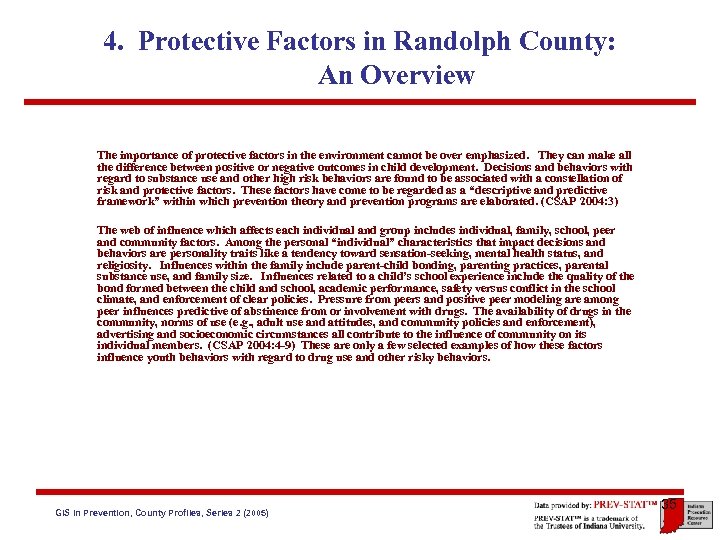 4. Protective Factors in Randolph County: An Overview The importance of protective factors in