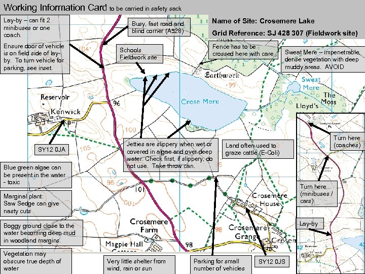 Working Information Card to be carried in safety sack Lay-by – can fit 2