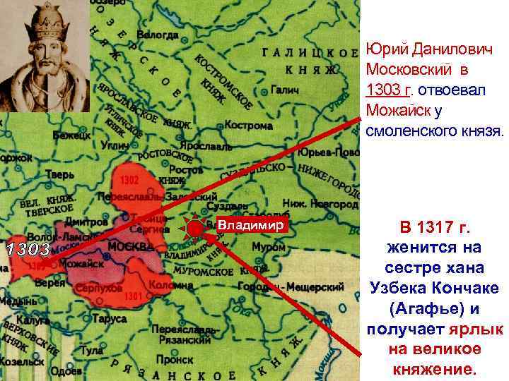 Юрий Данилович Московский в 1303 г. отвоевал Можайск у смоленского князя. Владимир В 1317