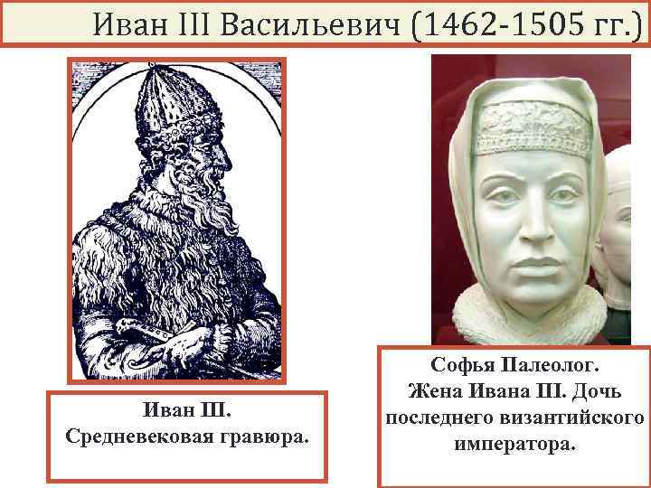 Иван III Васильевич (1462 -1505 гг. ) Иван III. Средневековая гравюра. Софья Палеолог. Жена