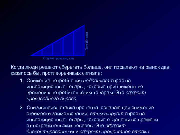 Потребление Стадии производства Когда люди решают сберегать больше, они посылают на рынок два, казалось