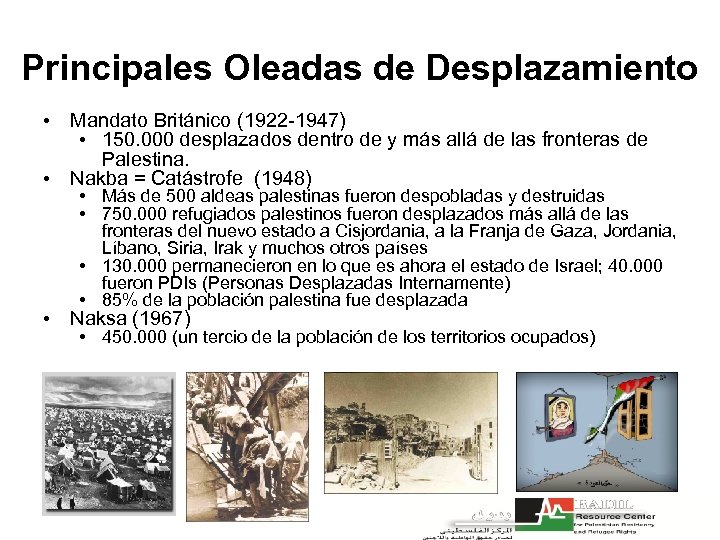 Principales Oleadas de Desplazamiento • Mandato Británico (1922 -1947) • 150. 000 desplazados dentro