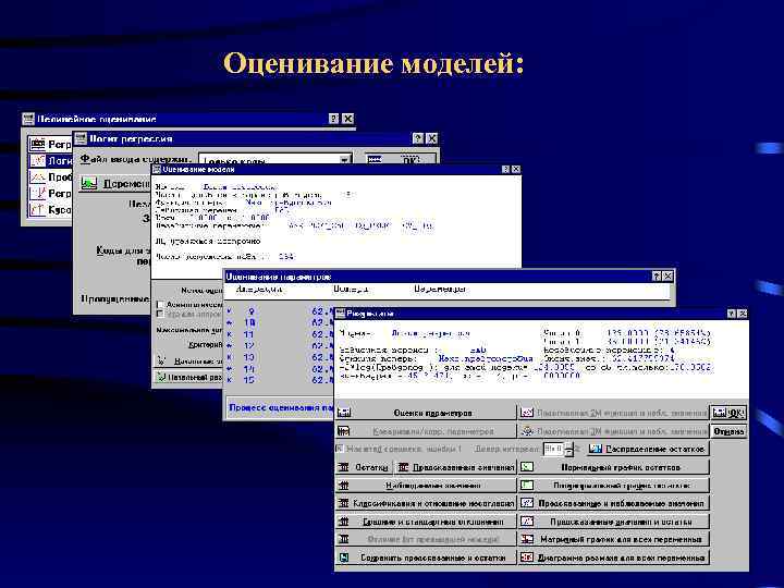 Оценивание моделей: 