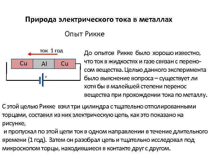 Эксперименты установившие природу электрического тока в металлах